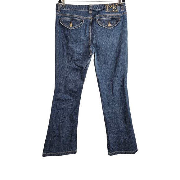 Michael Kors Denim Wide Leg Flare Studded Jeans - Picture 4 of 7